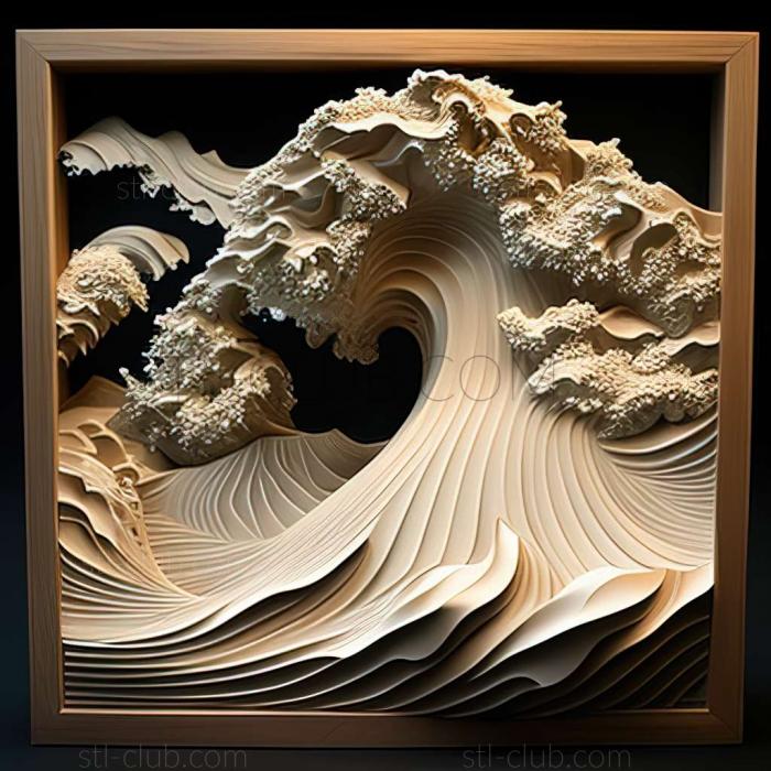 3D model great wave (STL)